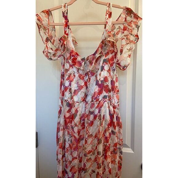 NWT Lane Bryant Maxi Dress Geometric Print Cold Shoulder Womens Size 22 PETITE* - Picture 3 of 7